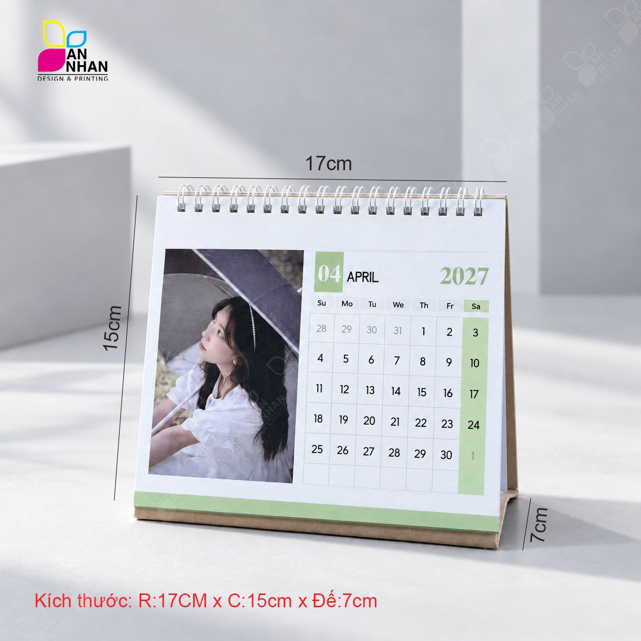 Ảnh lịch để b&agrave;n chữ A khổ 17 x 15 cm