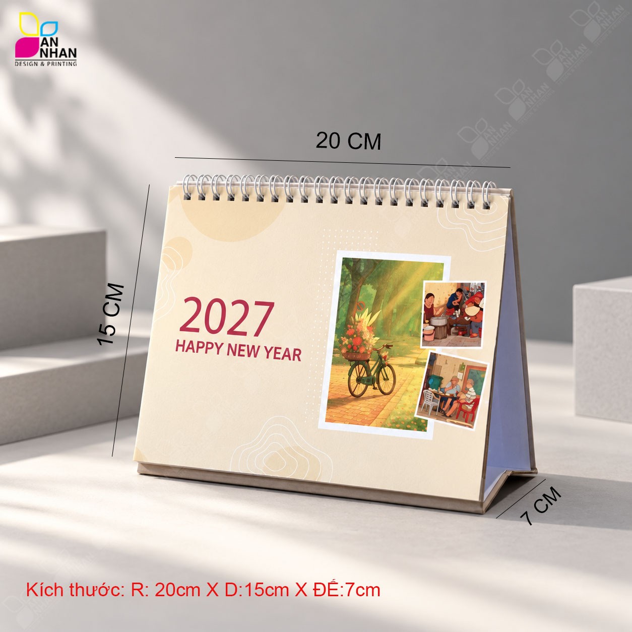 Ảnh lịch để b&agrave;n chữ A khổ 20 x 15 cm