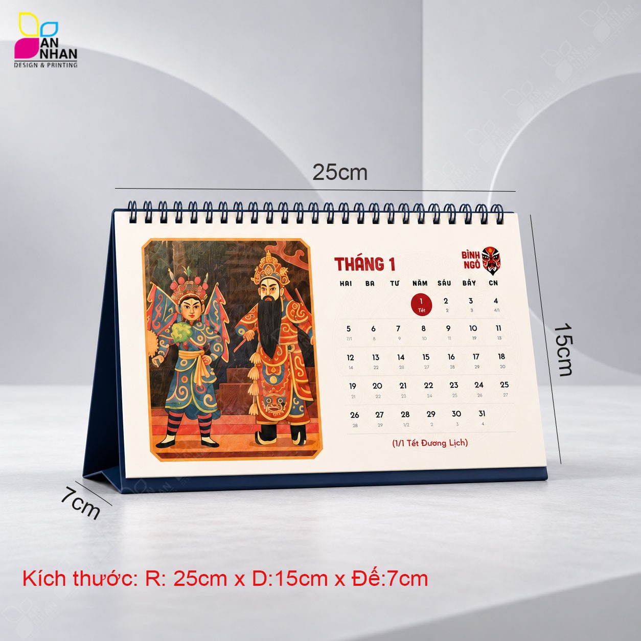 Ảnh lịch để b&agrave;n chữ A khổ 25 x 15 cm loại thường