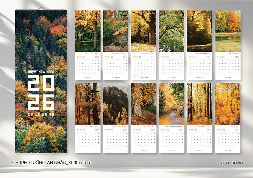 Lịch treo tường khổ dài