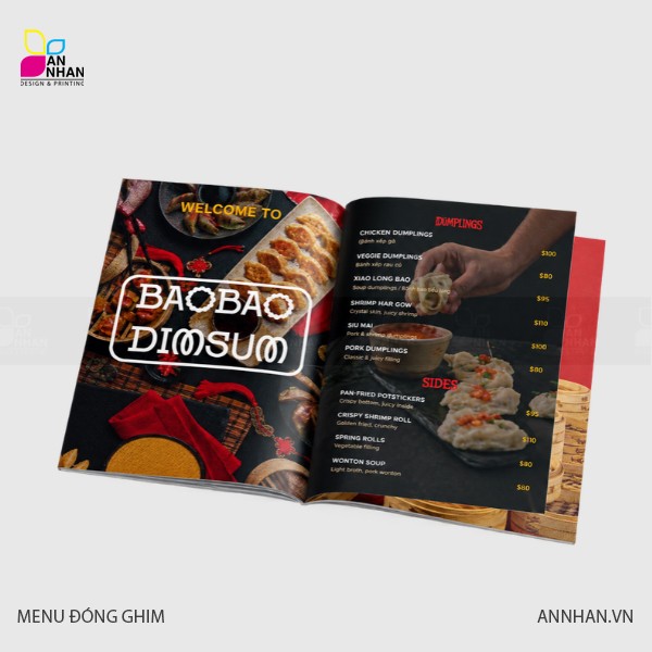 Menu dạng cuốn đ&oacute;ng ghim