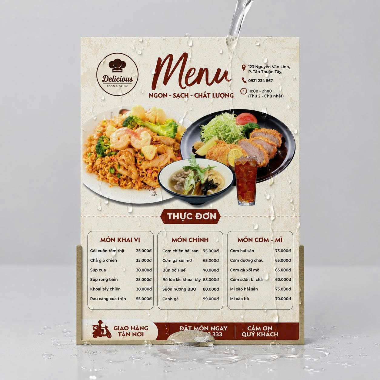 Menu chất liệu giấy bột đ&aacute;