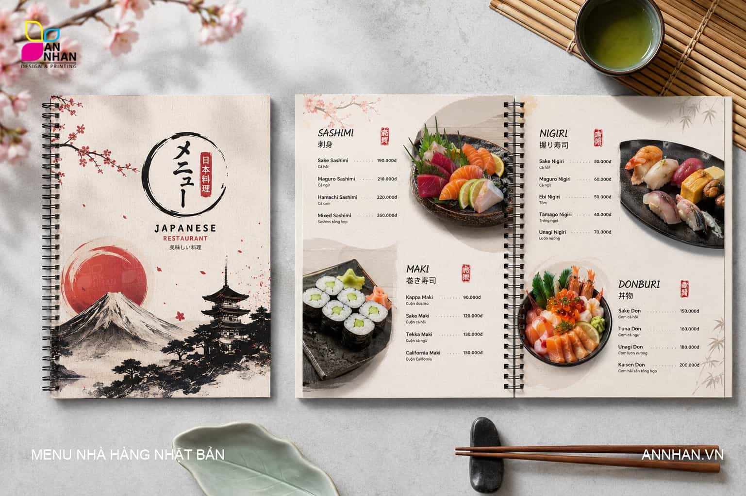 Thiết Kế & In Menu Nh&agrave; H&agrave;ng Nhật Bằng Giấy Mỹ Thuật | An Nh&acirc;n