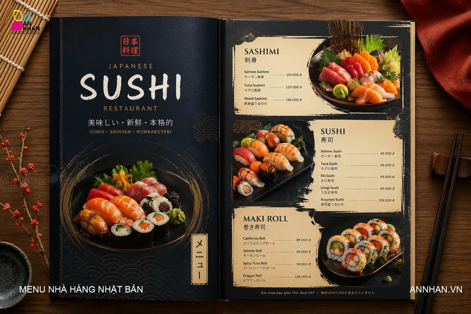 H&igrave;nh ảnh menu nh&agrave; h&agrave;ng Nhật