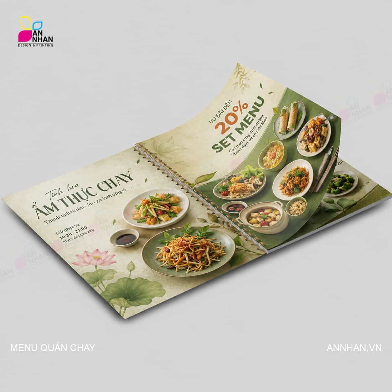  Thiết kế v&agrave; in menu nh&agrave; h&agrave;ng chay đẹp, chuy&ecirc;n nghiệp | An Nh&acirc;n