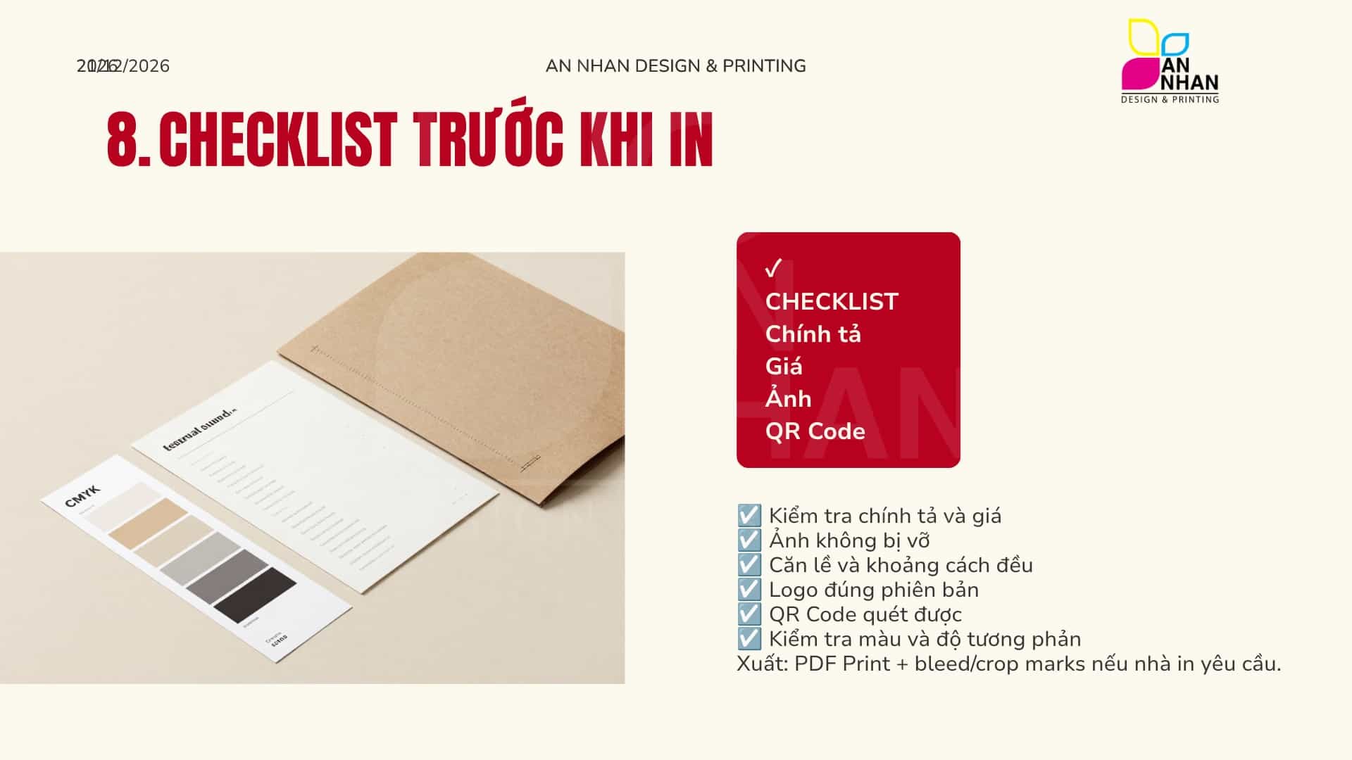 Checklist kiểm tra file menu trước khi in