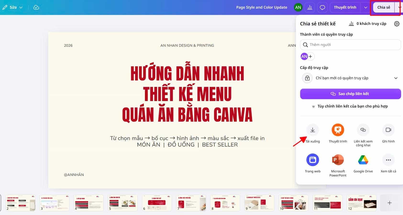 Hướng dẫn tải file bản in tr&ecirc;n Canva
