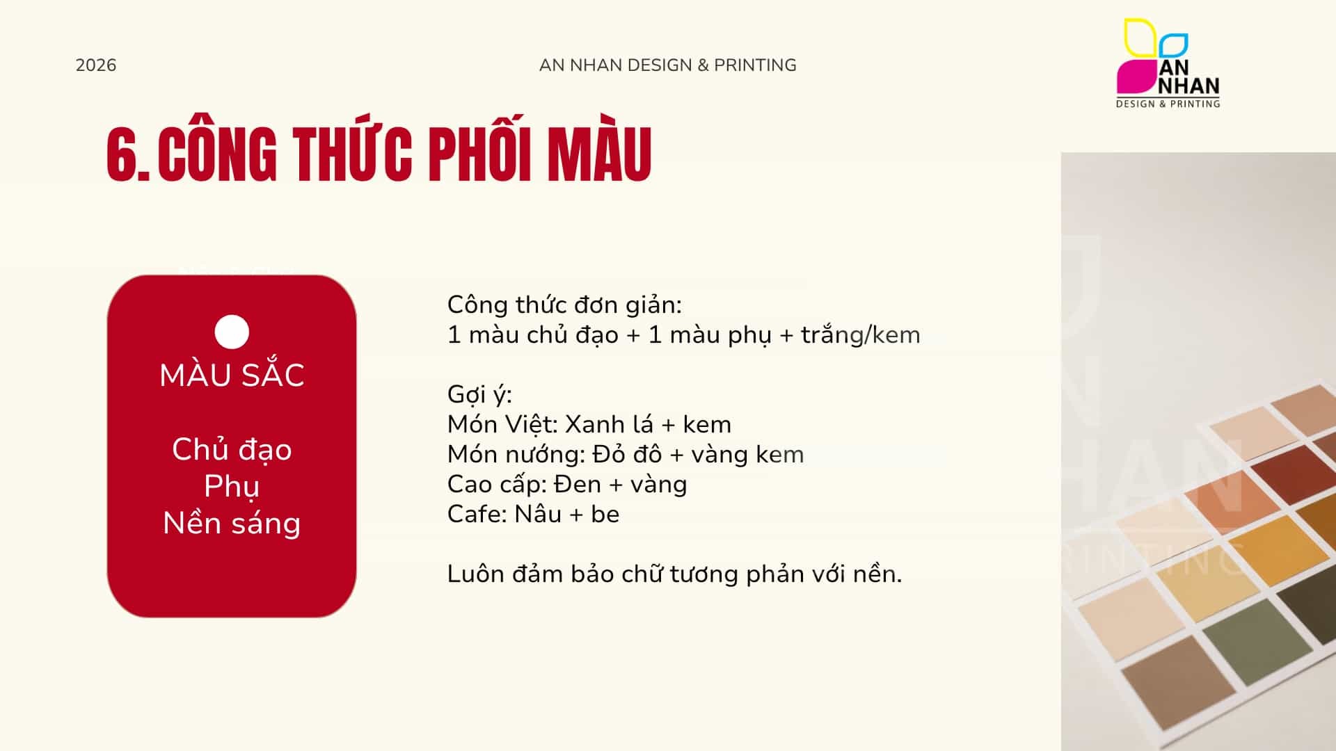 C&ocirc;ng thức phối m&agrave;u menu chuẩn