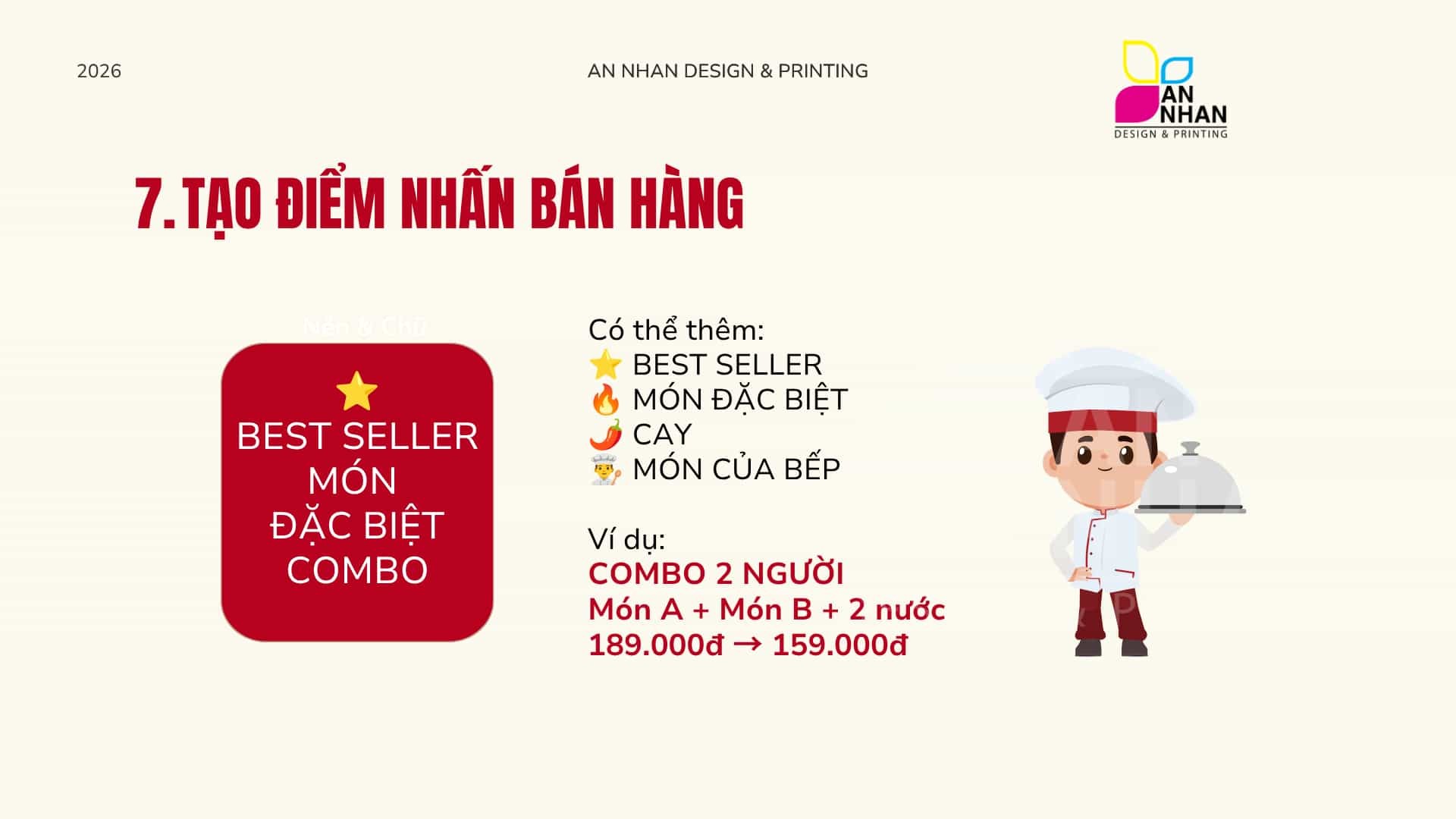 Tạo điểm nhấn b&aacute;n h&agrave;ng Upsell tr&ecirc;n menu