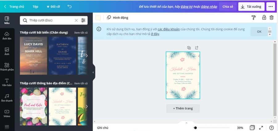 Thiết kế thiệp cưới bằng Canva