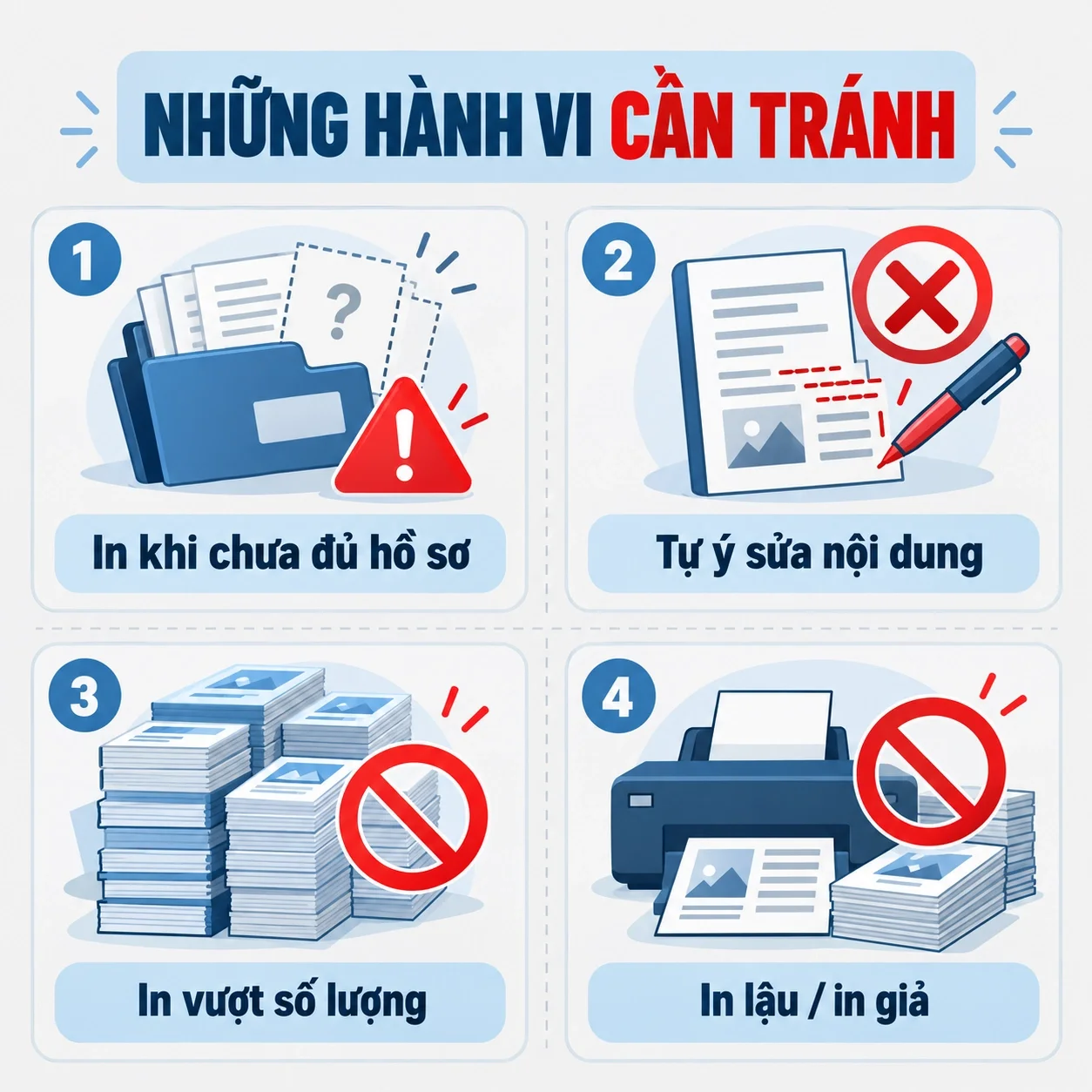 Những h&agrave;nh vi cần tr&aacute;nh khi in xuất bản phẩm