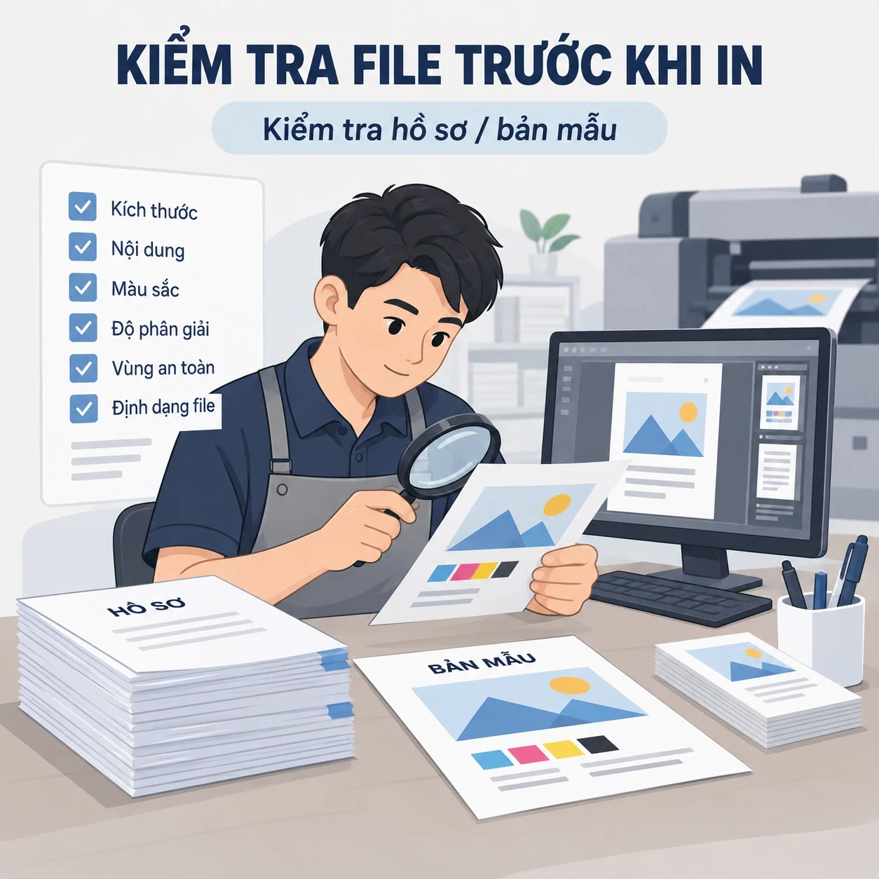 Kiểm tra file v&agrave; hồ sơ trước khi in